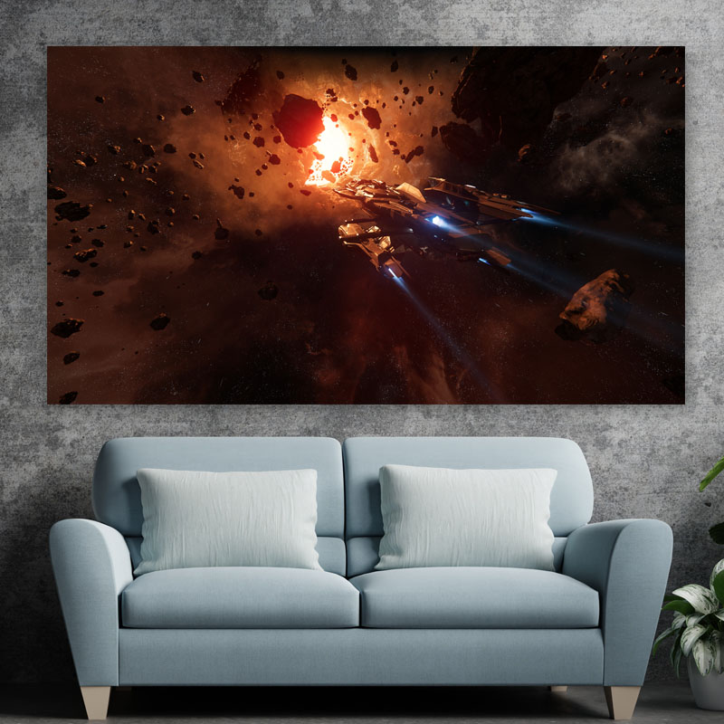 Πίνακας σε καμβά Διαστημόπλοιο Ανάμεσα σε Αστεροειδείς